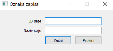 Oznaka zapisa za novo sejo